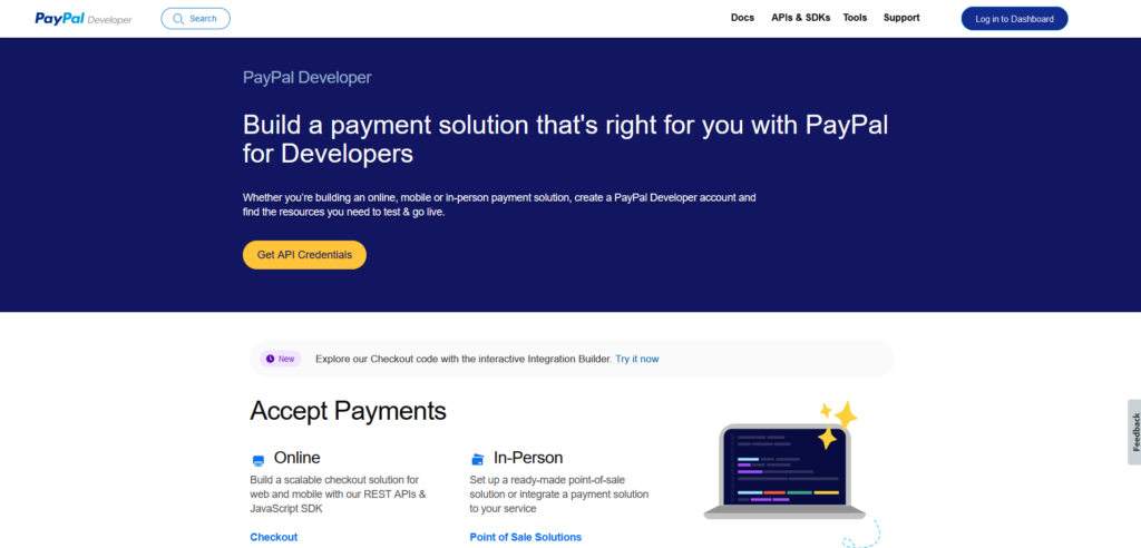 PayPal Developer Homepage